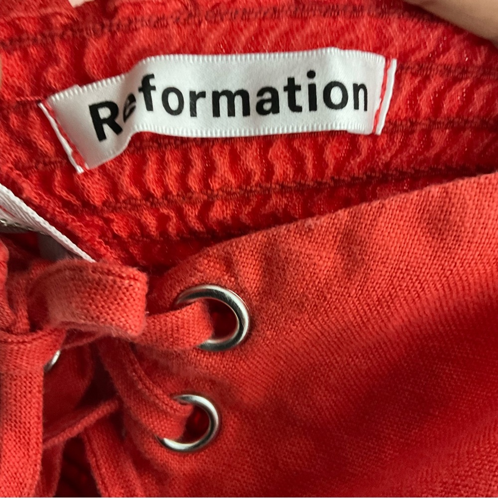 Reformation Red Lace-Up Mini Dress - Picture 9 of 14